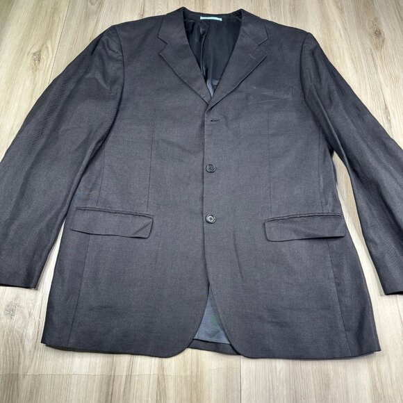 Massimo Dutti Mens Extrafine Linen Blazer Jacket Size US46 Black Color - Picture 1 of 16